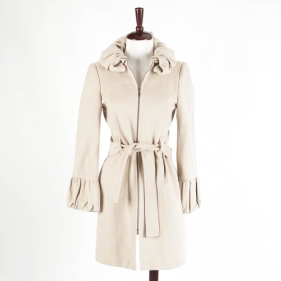 Zara Jackets & Blazers - ZARA Wool Camel Trench Zip Tie Waist Coat small